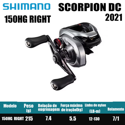 SHIMANO 2021 SCORPION DC 150 Peças de pesca Água salgada Água doce Baitcast Reel Fishing Reel Origem: Malásia Luya Long-range Throwing Wheel