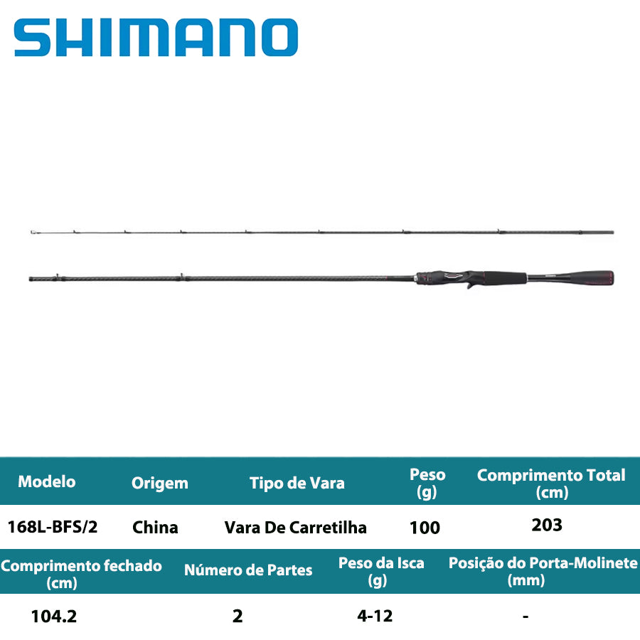 SHIMANO 2020 ZODIAS 168L-BFS/2 Vara De Carretilha