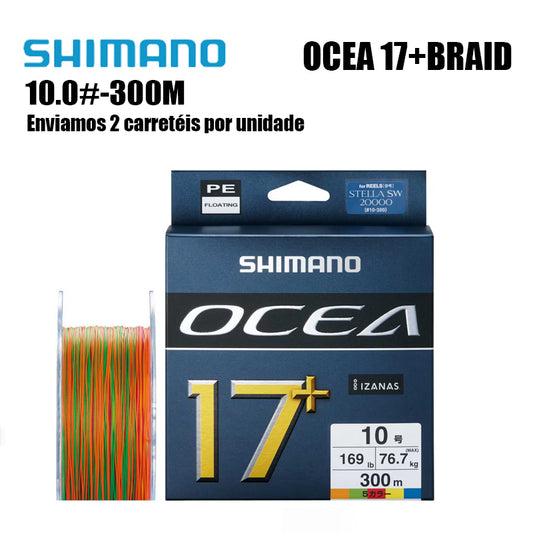Shimano Ocea17+Braid Linha De Pesca PE 300M 10.0 multicolorido (2 Carretéis)