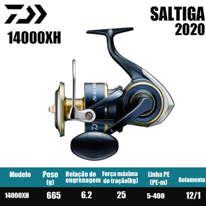 DAIWA 2020 SALTIGA Carretilha de Pesca Spinning Carretilha para Água Doce e Salgada Peças de Reposição Origem: Japão Lançamento de Longa Distância, Pesca de Barco, Pesca de Costa, Pesca Marinha, Carretilhas Grandes de Spinning.