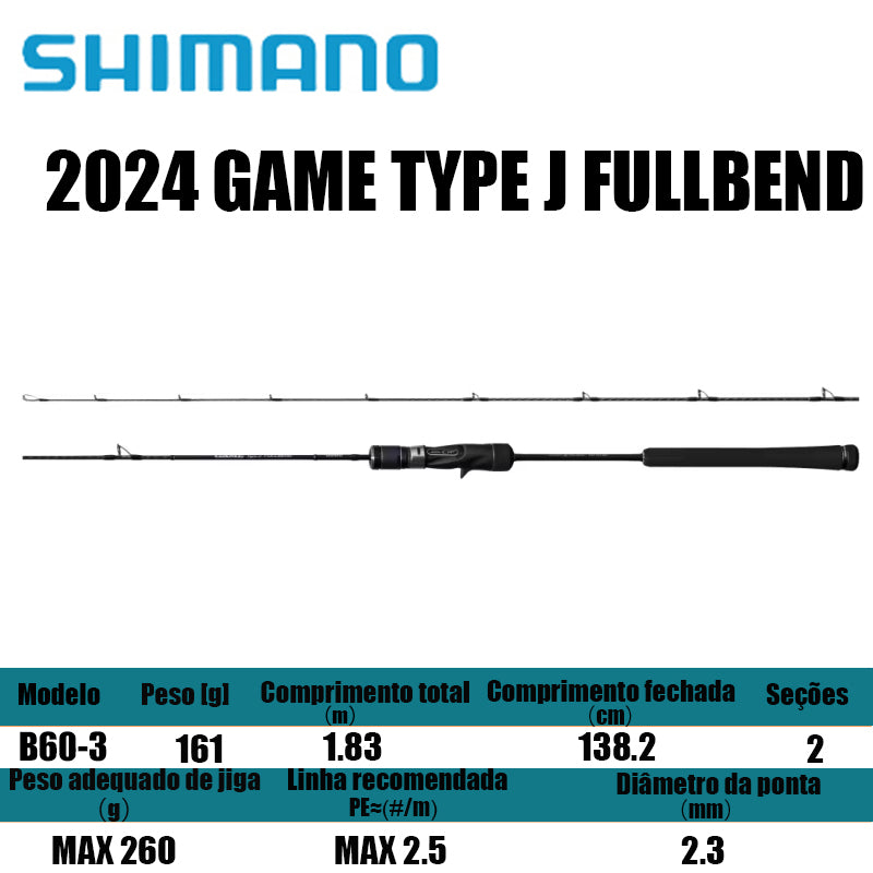 SHIMANO 2024 GAME TYPE J FULLBEND B60-3 para carretilhas de pesca