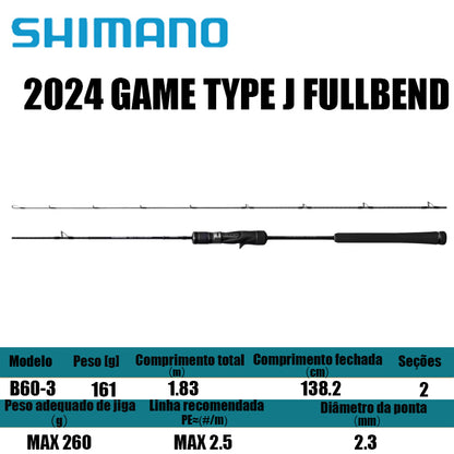 SHIMANO 2024 GAME TYPE J FULLBEND B60-3 para carretilhas de pesca