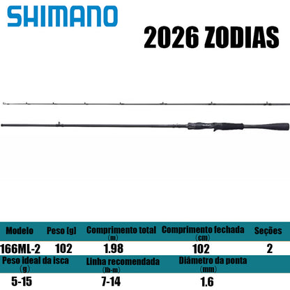 SHIMANO 2026 ZODIAS 166ML-2 para carretilhas de pesca