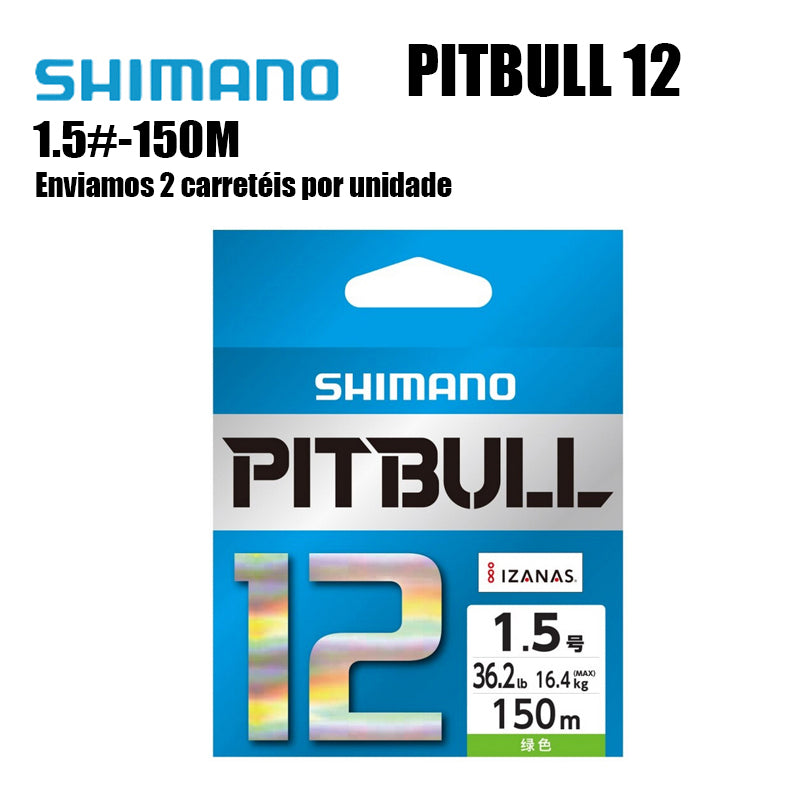 Shimano Pitbull 12X Linha De Pesca PE 150M 1.5 Verde (2 Carretéis)
