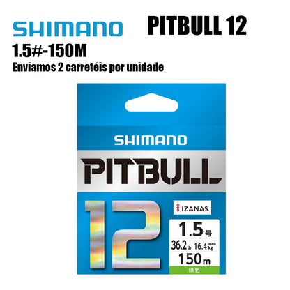 Shimano Pitbull 12X Linha De Pesca PE 150M 1.5 Verde (2 Carretéis)