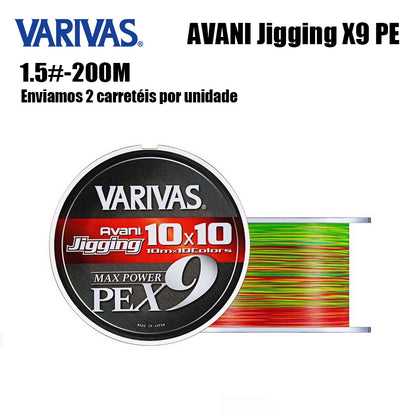 Varivas Avani Jigging X9 PE Linha De Pesca PE 200M 1.5 De Cores Variadas (2 Carretéis)