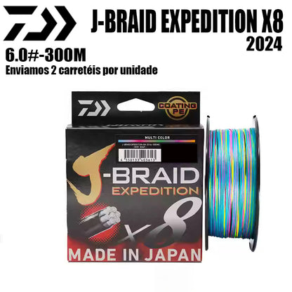 2024 J BRAID X8 EXPEDITION Linha De Pesca PE 300M 6.0 Multicolorido(2 Carretéis)