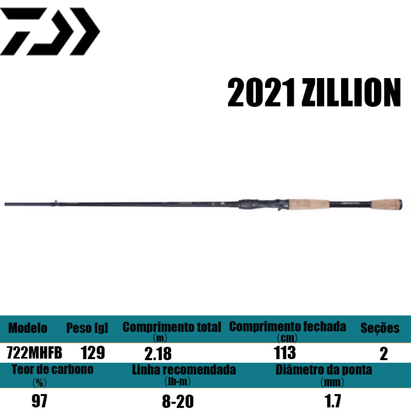 DAIWA 2021 ZILLION 722MHFB para carretilhas de pesca
