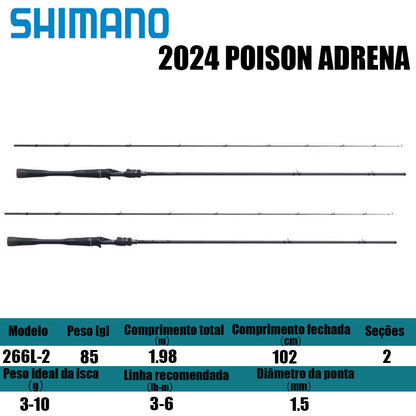 SHIMANO 2024 POISON ADRENA 266L-2 para molinetes de pesca