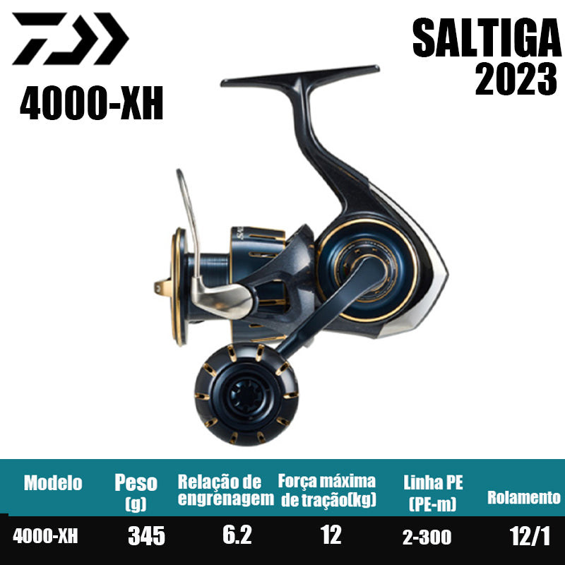 DAIWA 2023 SALTIGA Carretilha de Pesca Spinning Carretilha para Água Doce e Salgada Peças de Reposição Origem: Japão Lançamento de Longa Distância, Pesca de Barco, Pesca de Costa, Pesca Marinha, Carretilhas Grandes de Spinning.