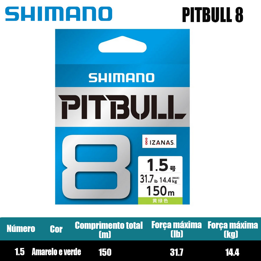 Shimano Pitbull 8X Linha De Pesca PE 150M 1.5 Verde (2 Carretéis)