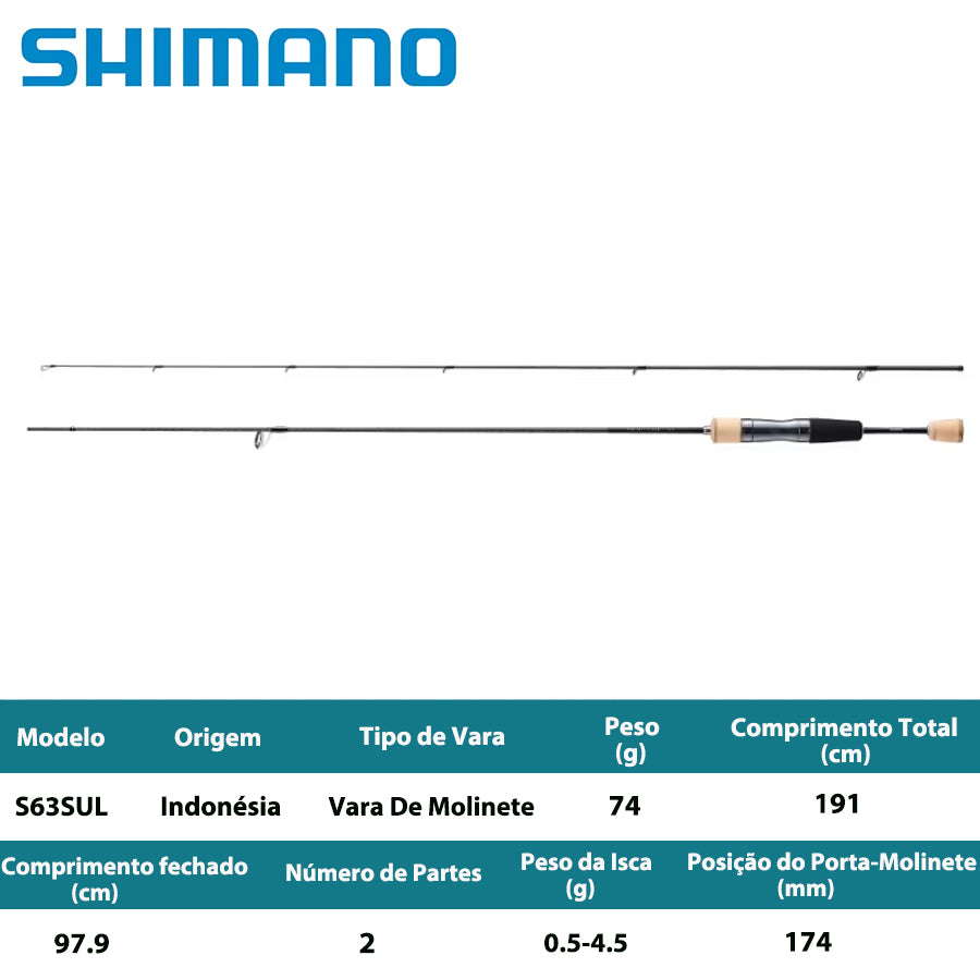 SHIMANO 2023 TROUT ONE AS S63SUL  Vara De Molinete
