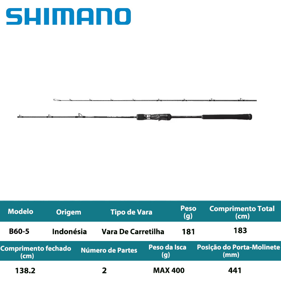 SHIMANO 2022 OCEA JIGGER FULLBEND B60-5 Vara De Carretilha