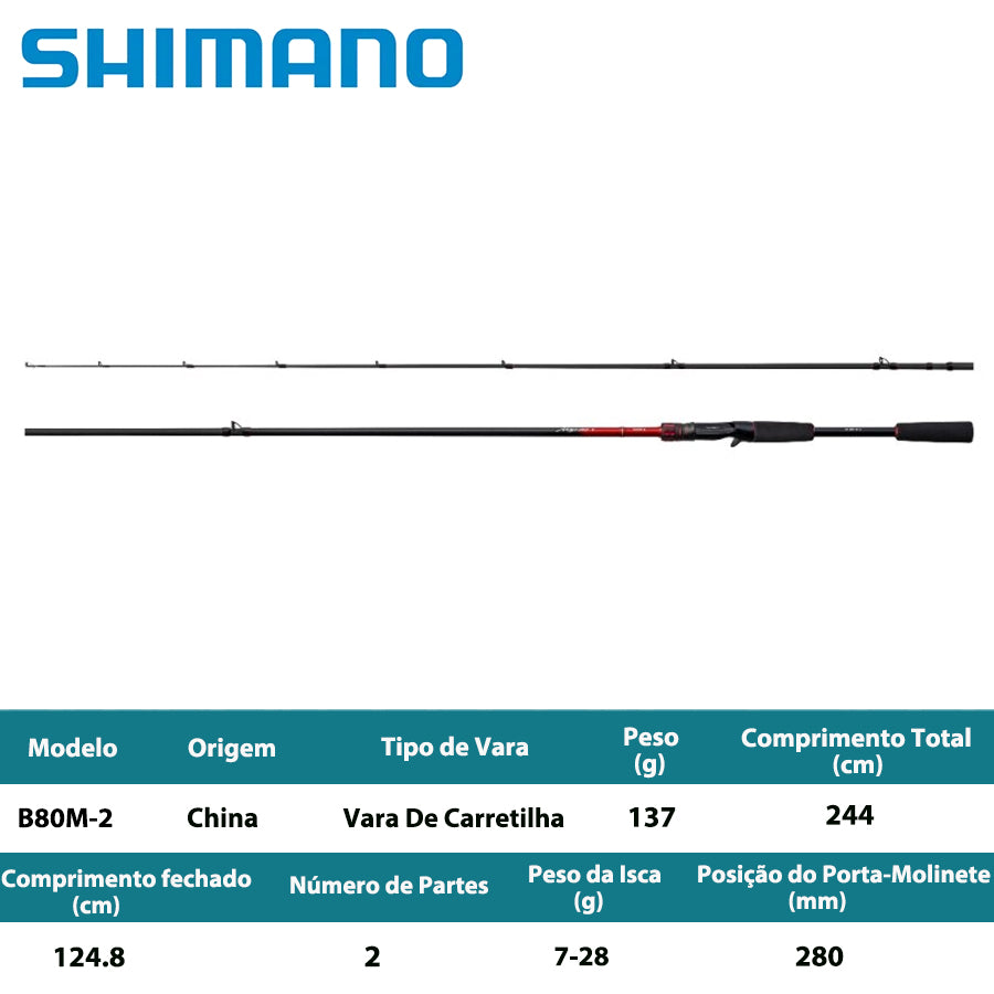 SHIMANO 2026 Majestic+ B80M-2 Vara De Carretilha