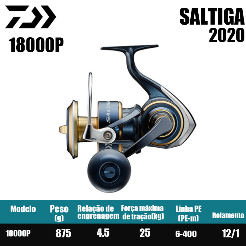 DAIWA 2020 SALTIGA Carretilha de Pesca Spinning Carretilha para Água Doce e Salgada Peças de Reposição Origem: Japão Lançamento de Longa Distância, Pesca de Barco, Pesca de Costa, Pesca Marinha, Carretilhas Grandes de Spinning.
