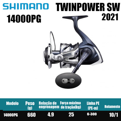 SHIMANO 2021 TWINPOWER SW carretel de pesca bobina giratória de água doce peças de pesca de água salgada Origem: Japão