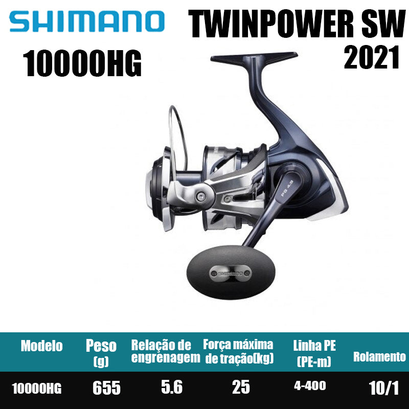 SHIMANO 2021 TWINPOWER SW carretel de pesca bobina giratória de água doce peças de pesca de água salgada Origem: Japão