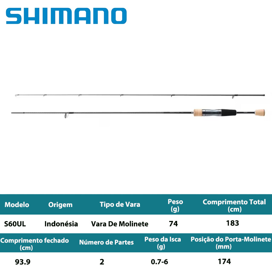 SHIMANO 2023 TROUT ONE AS S60UL  Vara De Molinete