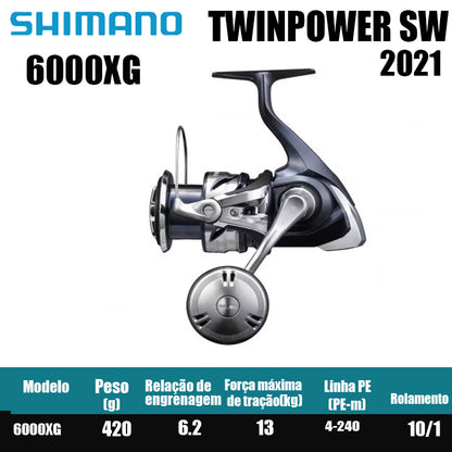 SHIMANO 2021 TWINPOWER SW carretel de pesca bobina giratória de água doce peças de pesca de água salgada Origem: Japão