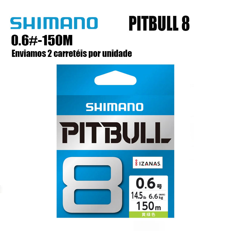 Shimano Pitbull 8X Linha De Pesca PE 150M 0.6 Verde (2 Carretéis)