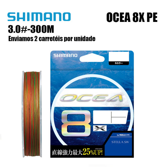 Shimano Ocea 8X PE Linha De Pesca PE 300M 3.0 Multicolorido (2 Carretéis)
