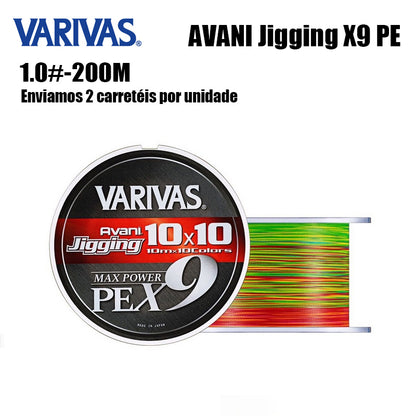 Varivas Avani Jigging X9 PE Linha De Pesca PE 200M 1.0 De Cores Variadas (2 Carretéis)
