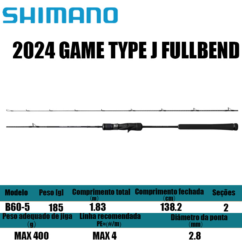 SHIMANO 2024 GAME TYPE J FULLBEND B60-5 para carretilhas de pesca