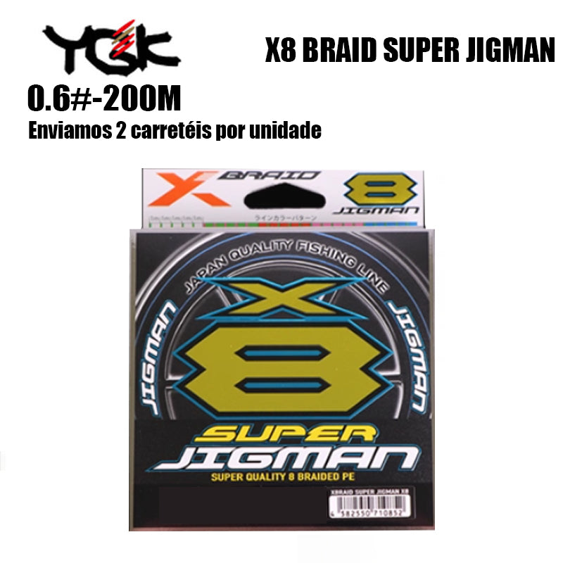 YGK X8 BRAID SUPER JIGMAN Linha De Pesca PE 200M 0.6 Multicolorido (2 Carretéis)