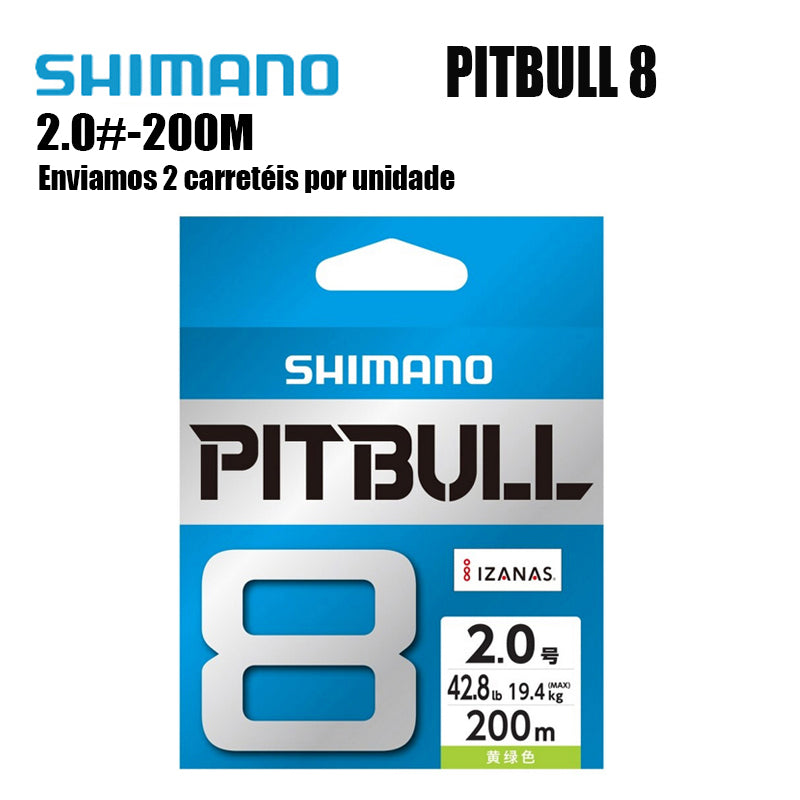 Shimano Pitbull 8X Linha De Pesca PE 200M 2.0 Verde (2 Carretéis)