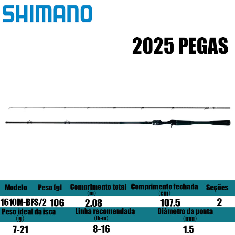 SHIMANO 2025 PEGAS 1610M-BFS/2 para carretilhas de pesca