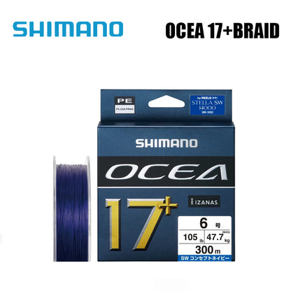 Shimano Ocea17+Braid Linha De Pesca PE 300M Azul (2 Carretéis)