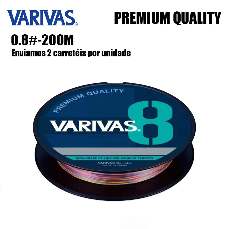 Varivas Premium Quality Linha De Pesca PE 200M 0.8 De Cores Variadas (2 Carretéis)