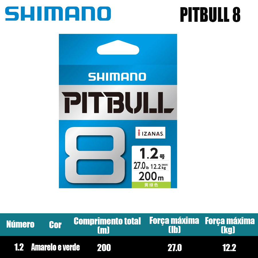Shimano Pitbull 8X Linha De Pesca PE 200M Verde (2 Carretéis)