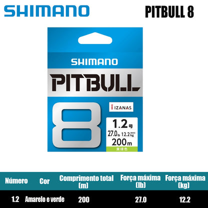 Shimano Pitbull 8X Linha De Pesca PE 200M Verde (2 Carretéis)