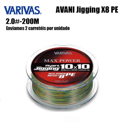 Varivas Avani Jigging X8 PE Linha De Pesca PE 200M 2.0 De Cores Variadas (2 Carretéis)