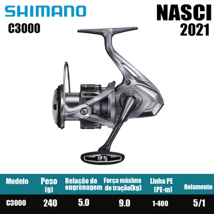 SHIMANO 2021 NASCI carretel de pesca spinning carretel de água doce peças de pesca de água salgada Origem: Malásia
