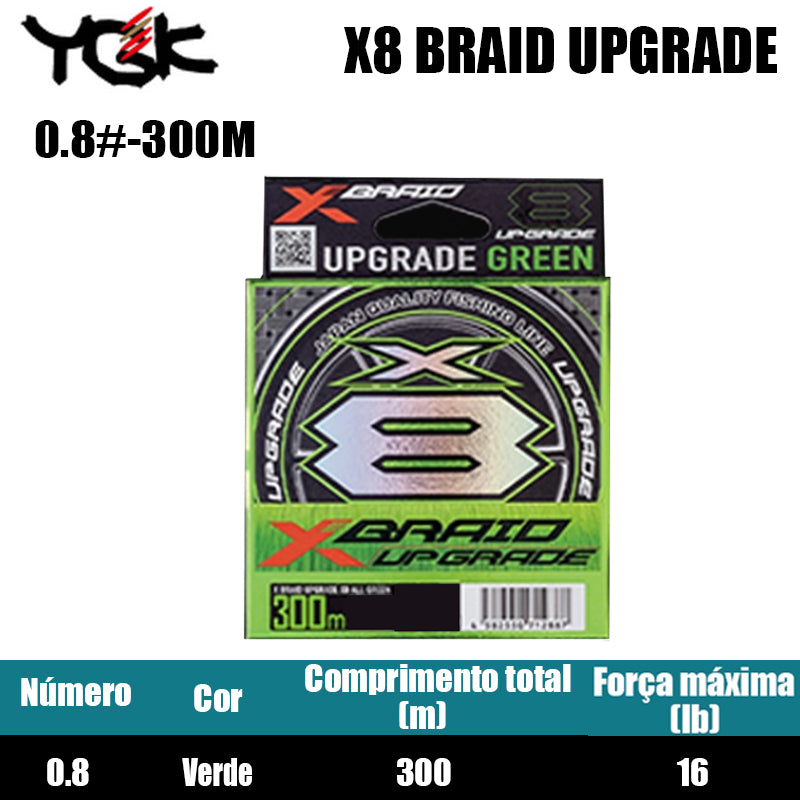2022 YGK X8 BRAID UPGRADE Linha De Pesca PE 300M Verde (2 Carretéis)