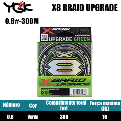 2022 YGK X8 BRAID UPGRADE Linha De Pesca PE 300M Verde (2 Carretéis)
