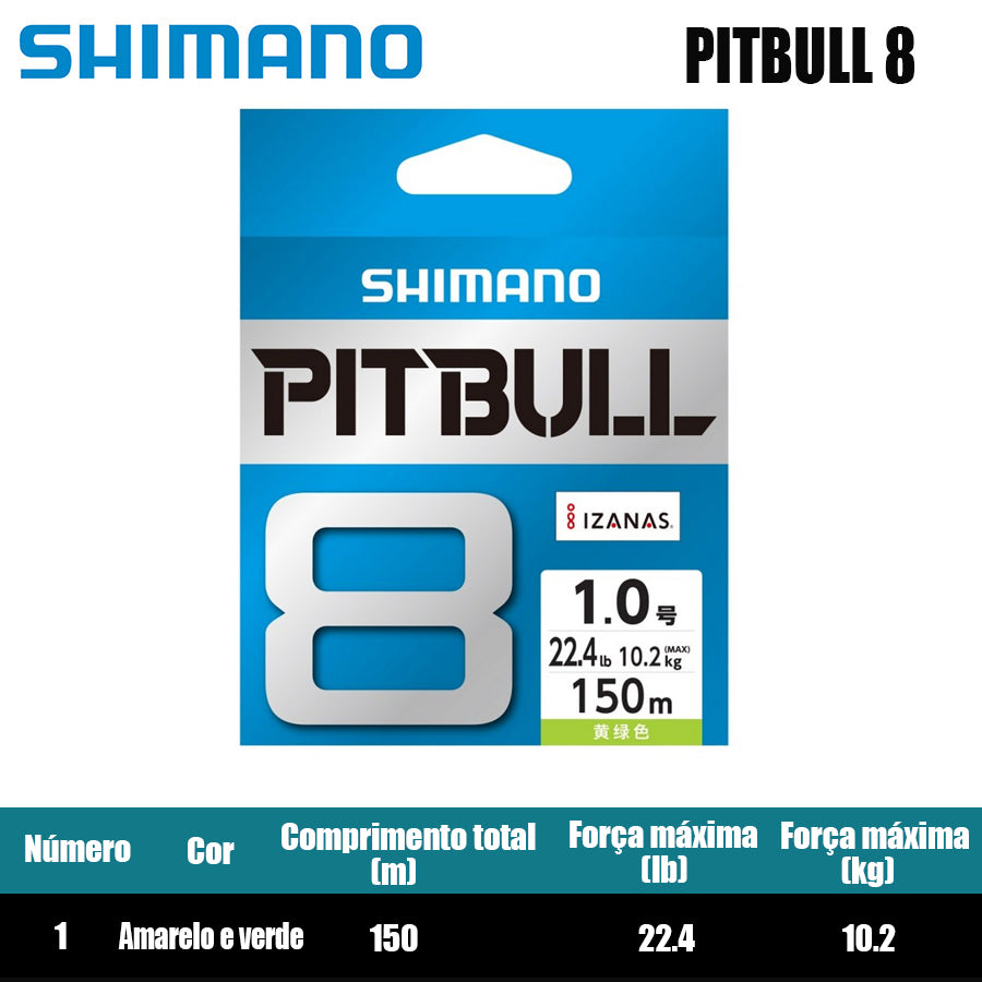 Shimano Pitbull 8X Linha De Pesca PE 150M 1.0 Verde (2 Carretéis)