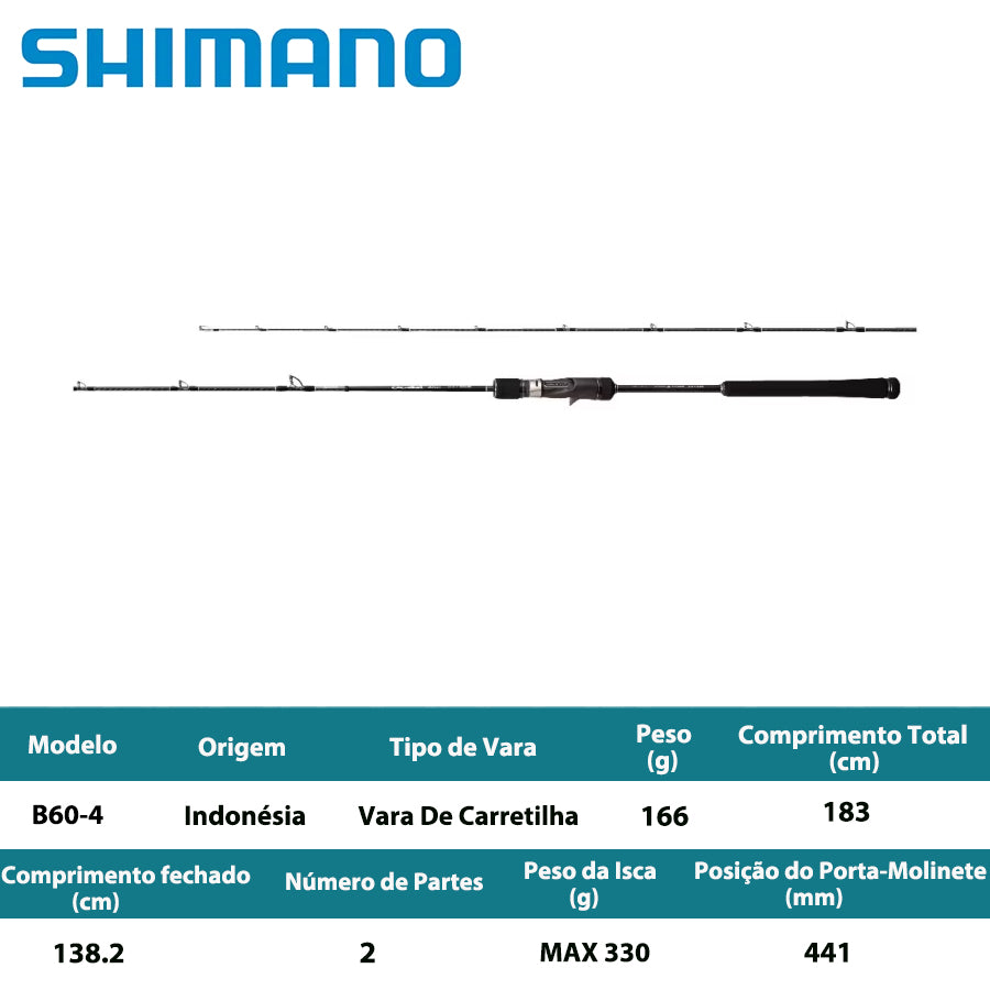 SHIMANO 2022 OCEA JIGGER FULLBEND B60-4 Vara De Carretilha