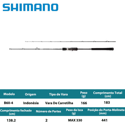 SHIMANO 2022 OCEA JIGGER FULLBEND B60-4 Vara De Carretilha