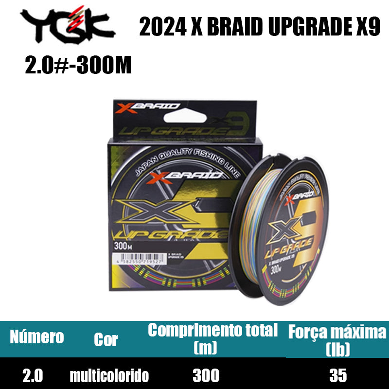 2024 X BRAID UPGRADE X9 Linha De Pesca PE 300M 200M  Multicolorido (2 Carretéis)