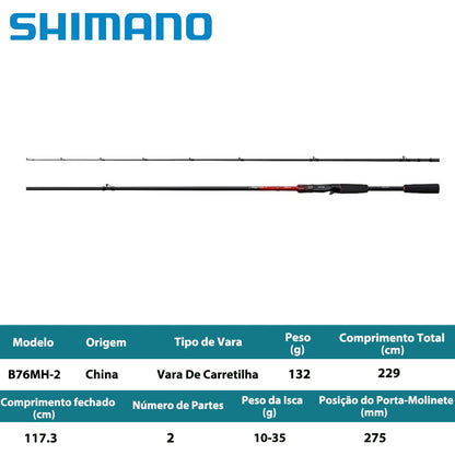 SHIMANO 2026 Majestic+ B76MH-2 Vara De Carretilha