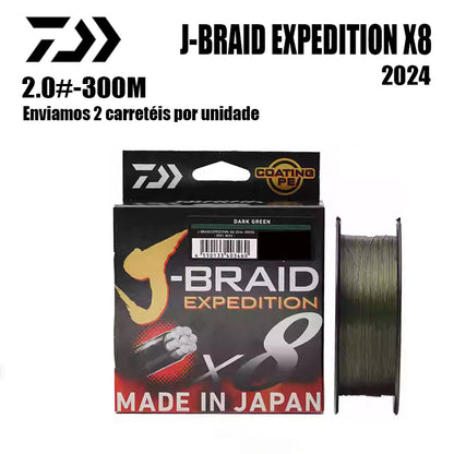 2024 J BRAID X8 EXPEDITION Linha De Pesca PE 300M 2.0 Verde(2 Carretéis)