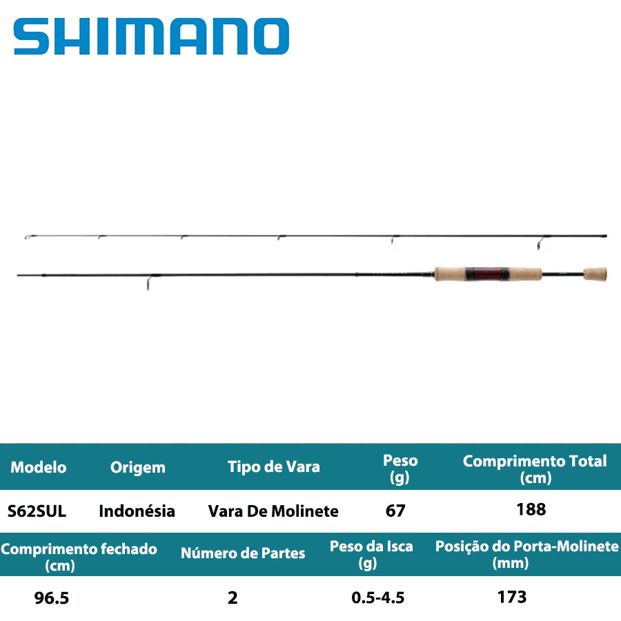 SHIMANO 2021 CARDIFF AX S62SUL Vara De Molinete