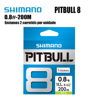 Shimano Pitbull 8X Linha De Pesca PE 200M 0.8 Verde (2 Carretéis)