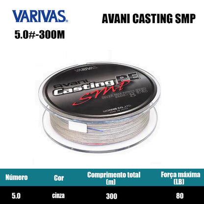 Varivas Avani Casting Smp Linha De Pesca PE 300M 5.0 Cinza (2 Carretéis)