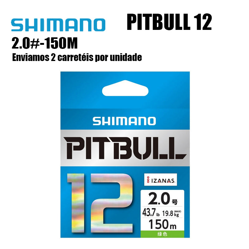 Shimano Pitbull 12X Linha De Pesca PE 150M 2.0 Verde (2 Carretéis)