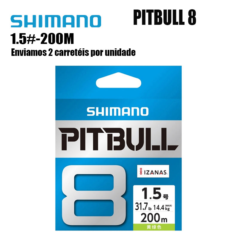 Shimano Pitbull 8X Linha De Pesca PE 200M 1.5 Verde (2 Carretéis)