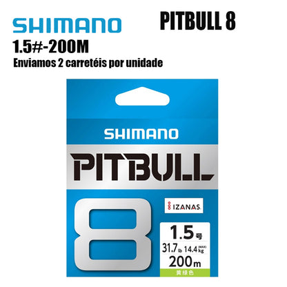 Shimano Pitbull 8X Linha De Pesca PE 200M 1.5 Verde (2 Carretéis)